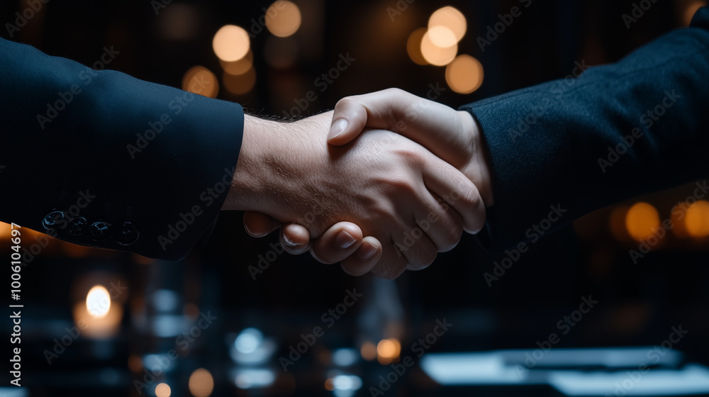 Close Up of Two Hands Shaking Across a Table Close Up of Two Hands Shaking Across a Table