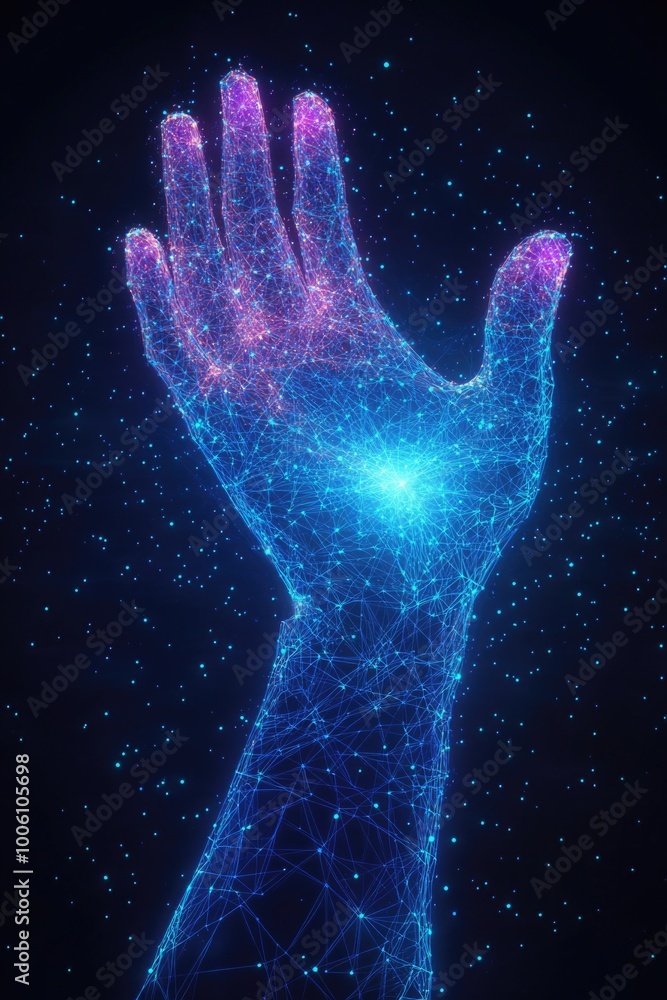 Hand Reaching Up To Star Filled Sky Hand Reaching Up To Star Filled Sky