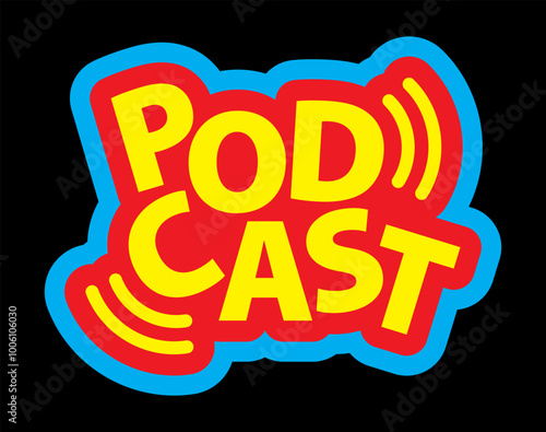 Podcast logo, Symbol icon for podcast live event, logo design podcasting template