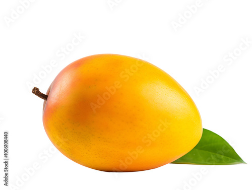 Obraz na płótnie a yellow mango with green leaves