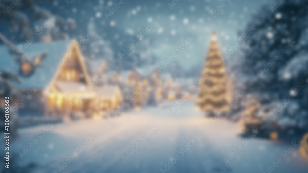 A cozy Christmas village illuminated by soft lights in a snowy winter wonderland A cozy Christmas village illuminated by soft lights in a snowy winter wonderland