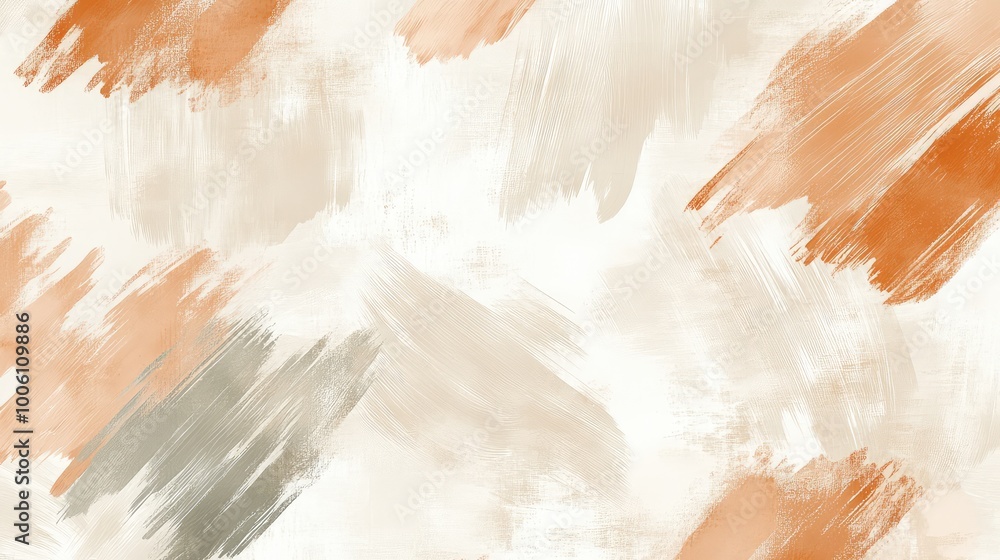 Obraz premium Abstract brush strokes in soft, muted tones spreading across a pale background, creating a calm, minimalistic design.