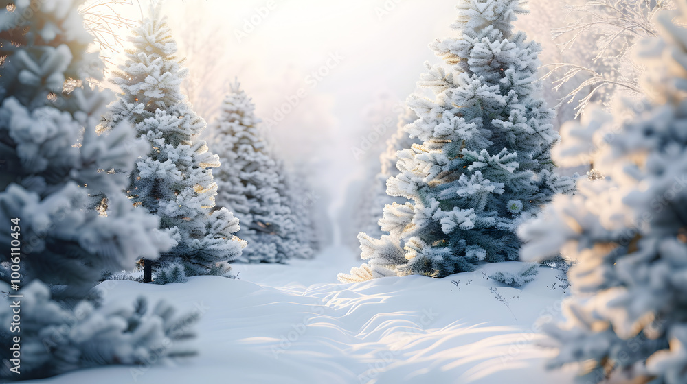 Fototapeta premium Enchanting Winter Wonderland: Christmas Scene in the Mountains 