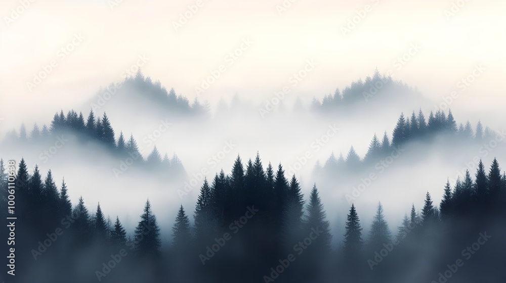 Fog in nature, mystical phenomenon of nature Fog in nature, mystical phenomenon of nature