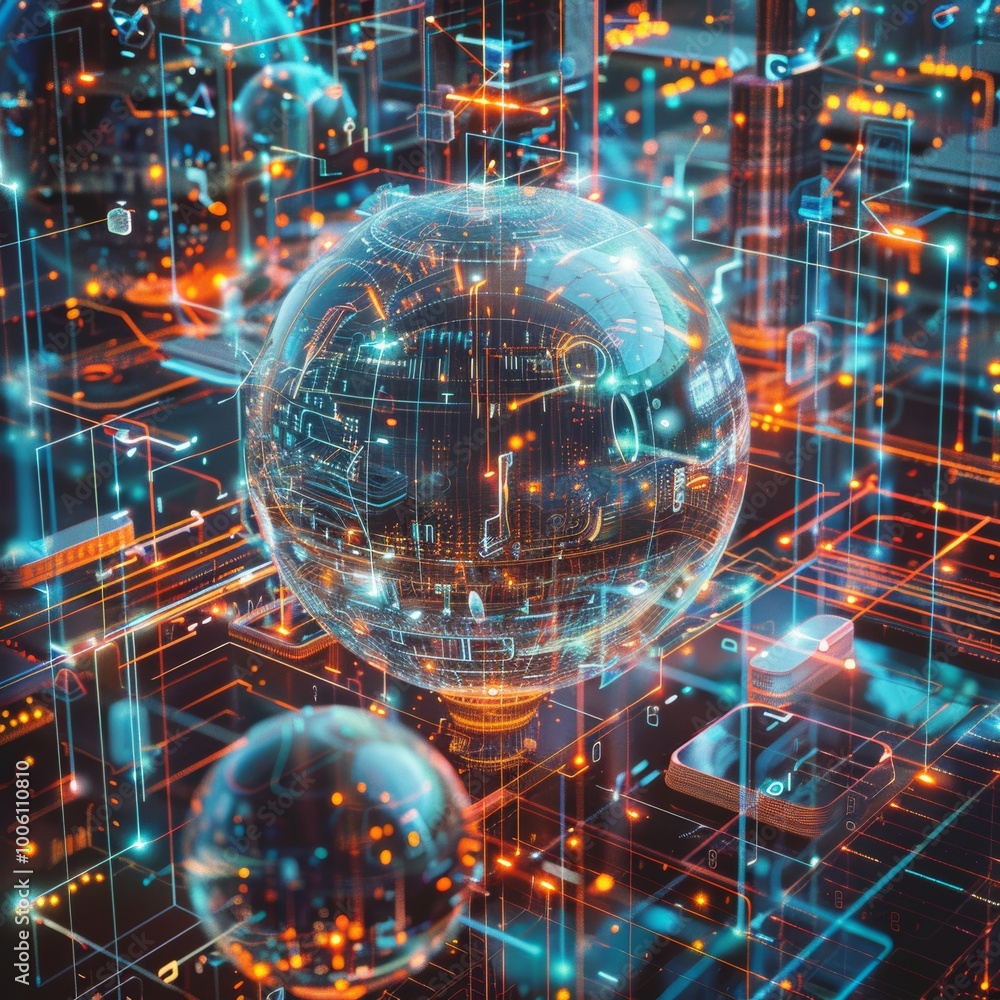 Dreamlike illustration of network protection. Dreamlike illustration of network protection.