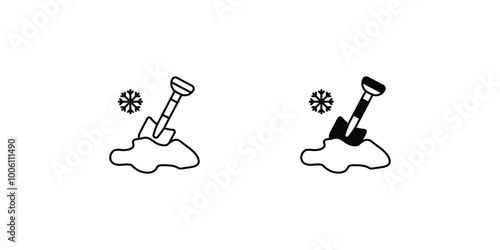 snow shovel set icon with white background vector stock illustration