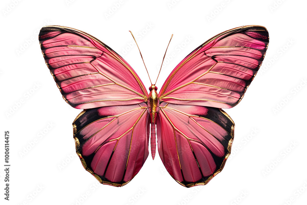 Fototapeta premium Pink black Butterfly with transparent background