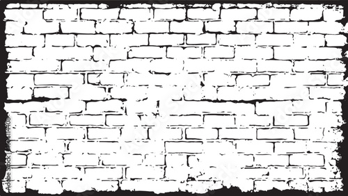 Black and white Brick wall texture. Brick wall background. Vector distressed overlay brick wall old texture. 