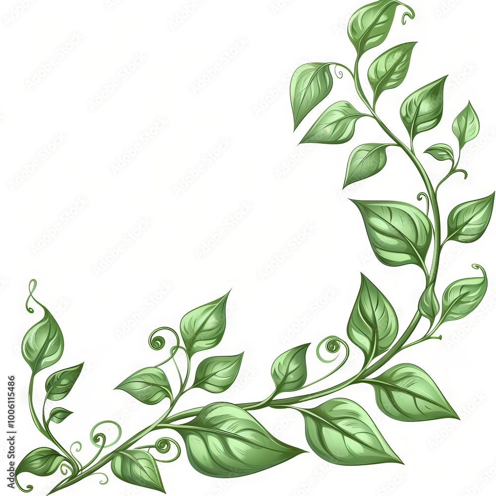 Elegant green plant decoration with blank area for text Elegant green plant decoration with blank area for text