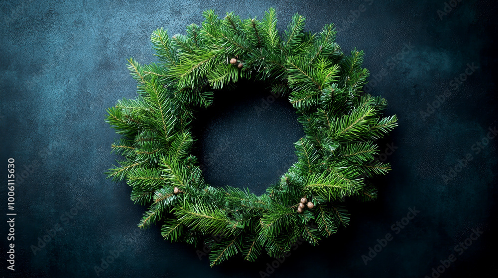 Elegant minimalistic Christmas wreath made of natural pine branches for holiday decor in 2025 Elegant minimalistic Christmas wreath made of natural pine branches for holiday decor in 2025