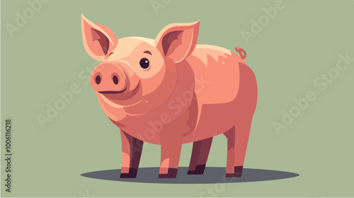 Illustration pig. Pink pig.