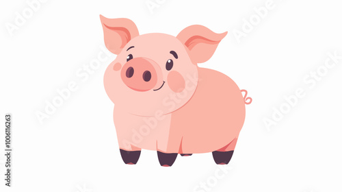 Illustration pig. Pink pig.