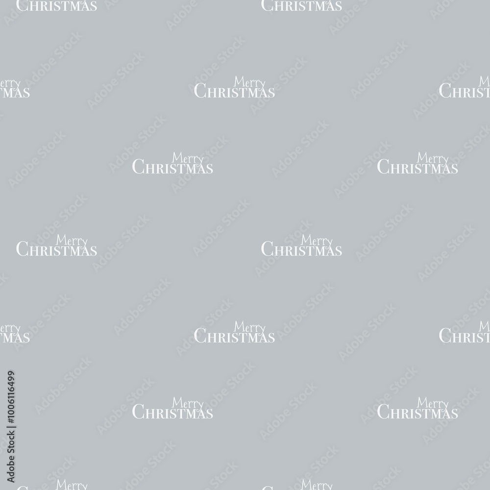 Fototapeta premium Merry Christmas message holiday craft paper, grey wrapping paper design, seamless pattern