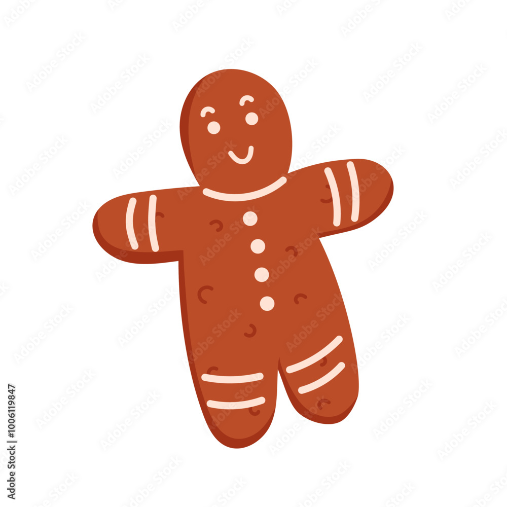Christmas gingerbread man in in cartoon. Cute baked cookie character isolated on white background. Homemade sweets and biscuits design for greeting card. Christmas gingerbread man in in cartoon. Cute baked cookie character isolated on white background. Homemade sweets and biscuits design for greeting card.