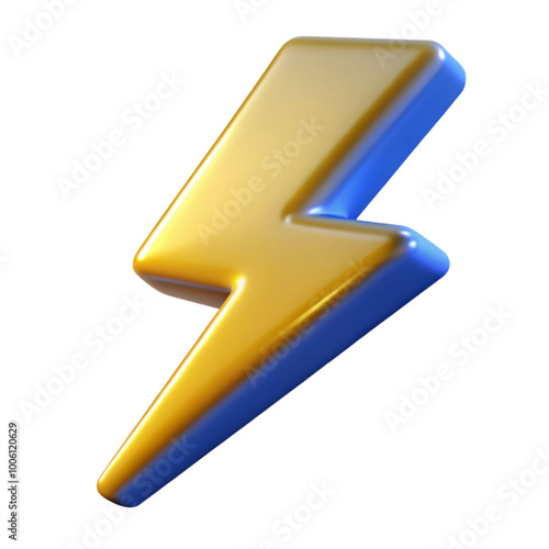 Lightning bolt 3d cartoon style illustration