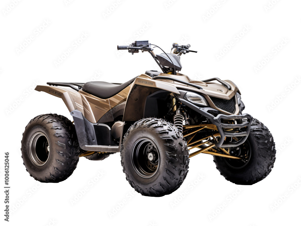 a brown atv with black tires