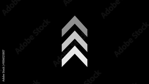 Animation of swipe arrow icon upward and transparent  on black background. photo