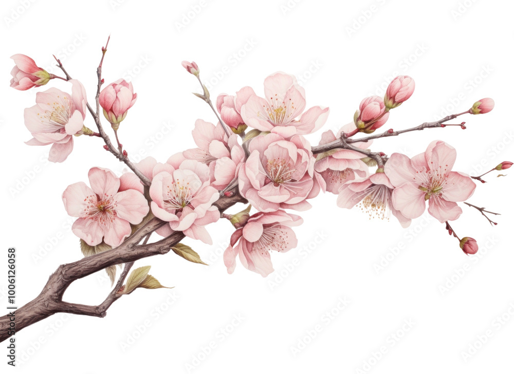PNG Painting of cherry blossom drawing flower plant. PNG Painting of cherry blossom drawing flower plant.