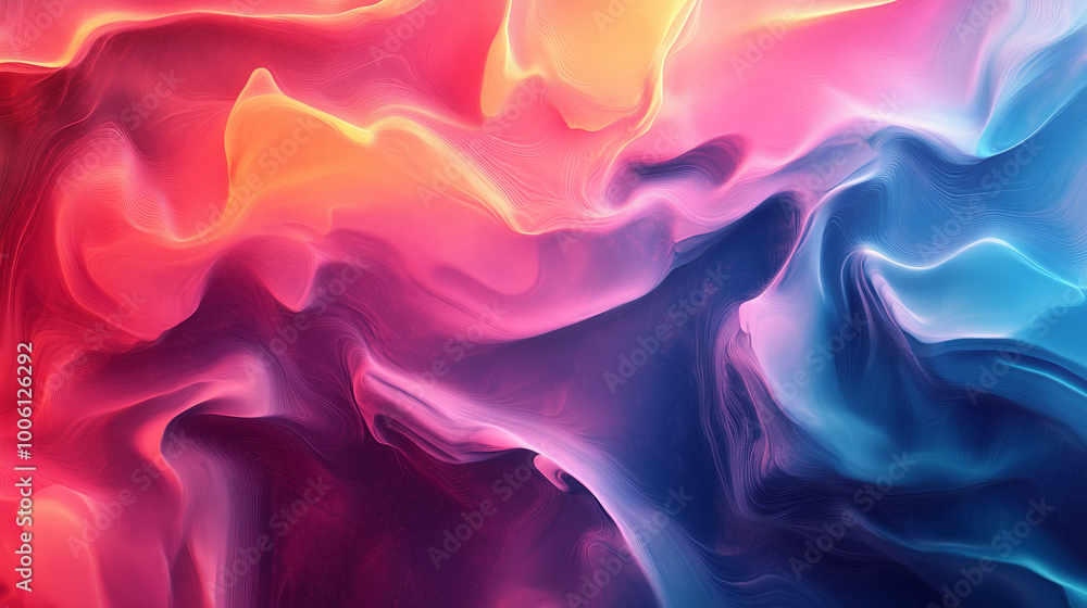 Obraz premium Abstract Colorful Fluid Gradient Art Flowing Pink Blue and Orange Vivid Textures