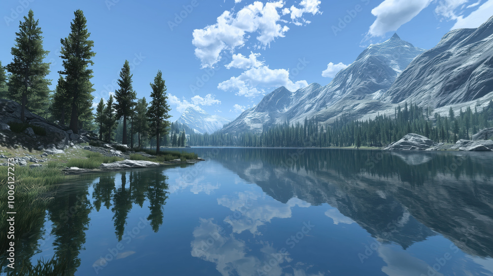 tranquil mountain lake reflecting beautiful scenery and lush greenery tranquil mountain lake reflecting beautiful scenery and lush greenery