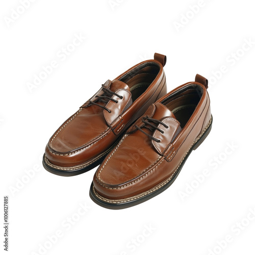 Brown Leather Loafers with Laces