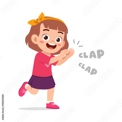 little kid clap hand and feel happy