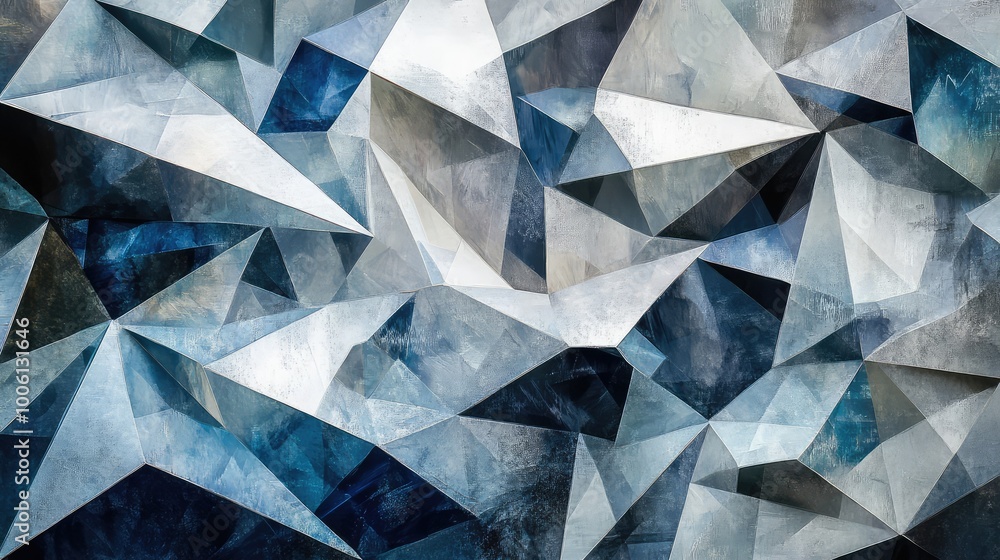 Layered triangles in shades of blue, white, and gray, overlapping to create a sharp, geometric abstract background. Layered triangles in shades of blue, white, and gray, overlapping to create a sharp, geometric abstract background.