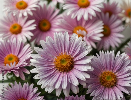 Symphyotrichum novi-belgii, purple asters on a white background