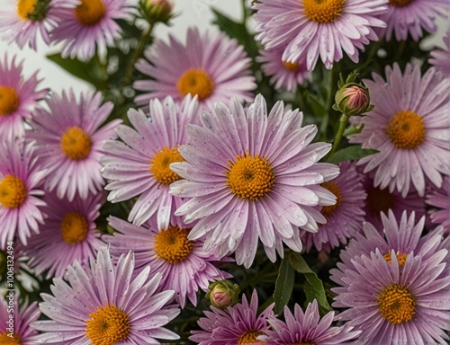 Symphyotrichum novi-belgii, purple asters on a white background