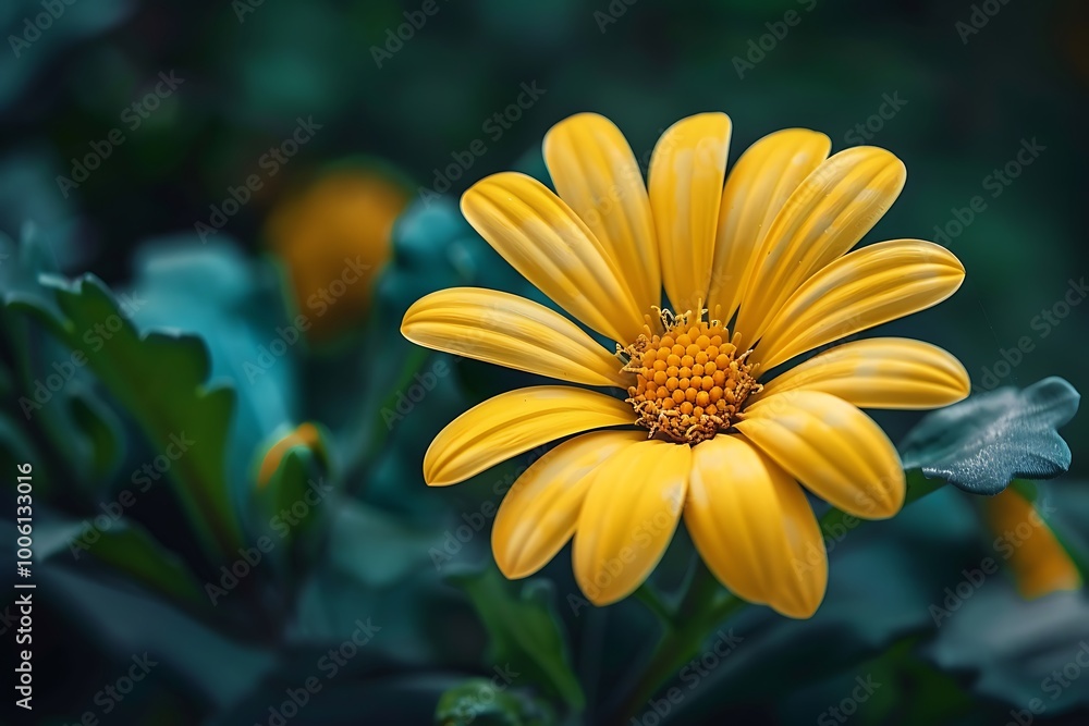 Obraz premium Close up of yellow daisy flower with pollen and stamens