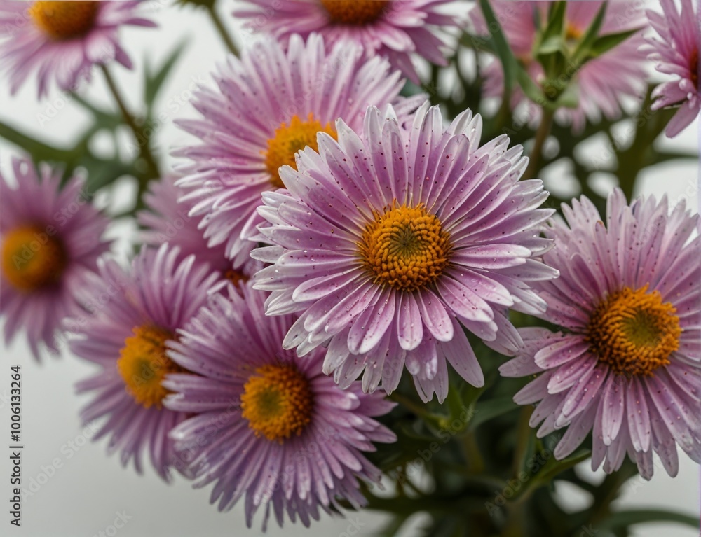 Symphyotrichum novi-belgii, purple asters on a white background Symphyotrichum novi-belgii, purple asters on a white background
