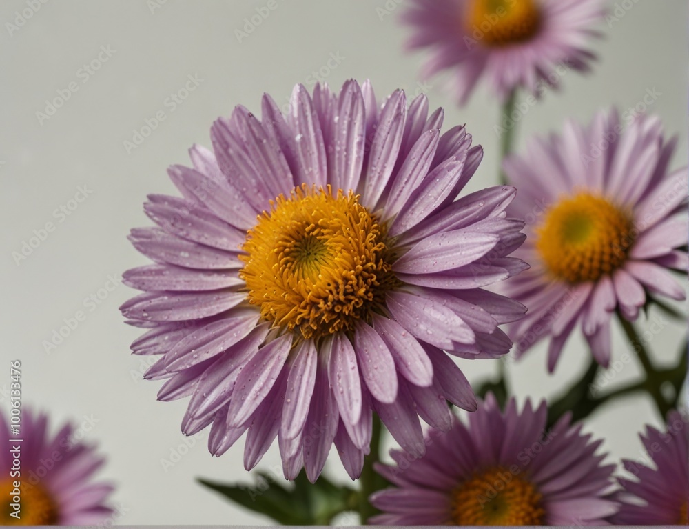 Fototapeta premium Symphyotrichum novi-belgii, purple asters on a white background