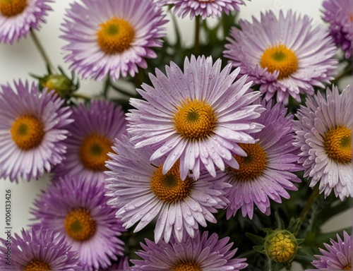 Symphyotrichum novi-belgii, purple asters on a white background
