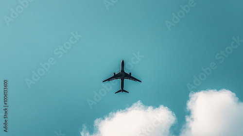 Photo of the plane from below against the sky. Cloudy weather
 photo