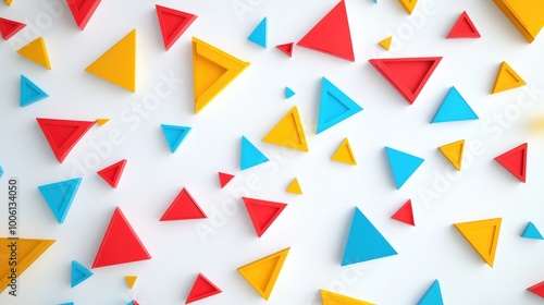 Free Download Randomly scattered triangles in various bright colors on a clean white background, creating a modern abstract composition. - GFXLoad