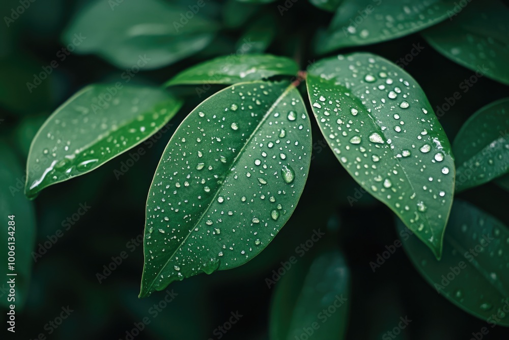 Fototapeta premium Leaf with water droplets
