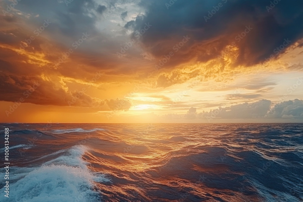 Fototapeta premium Sunset Ocean Waves