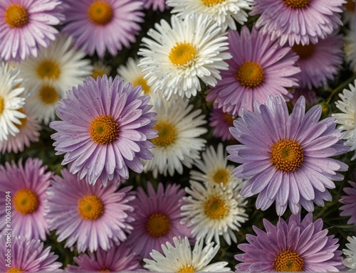 Symphyotrichum novi-belgii, purple asters on a white background