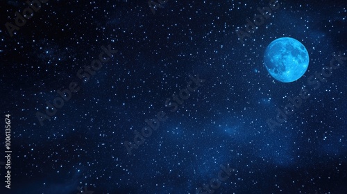 Full moon in the night sky with stars