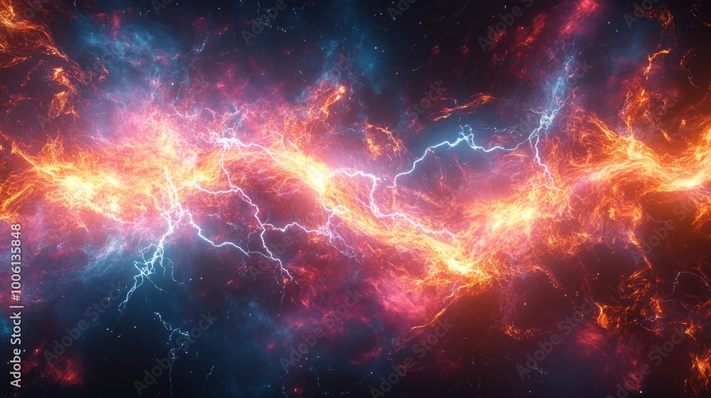 Orange Nebula with Lightning Orange Nebula with Lightning