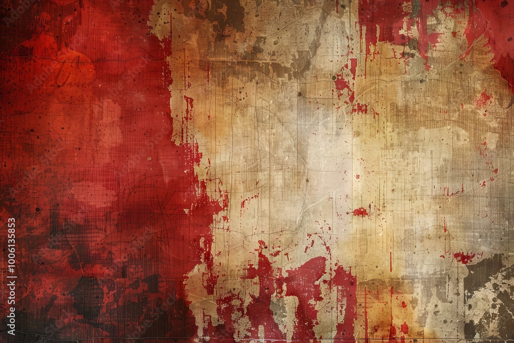Fototapeta premium High-resolution abstract grunge texture featuring red and beige tones, perfect for backgrounds, design projects, and artistic compositions.