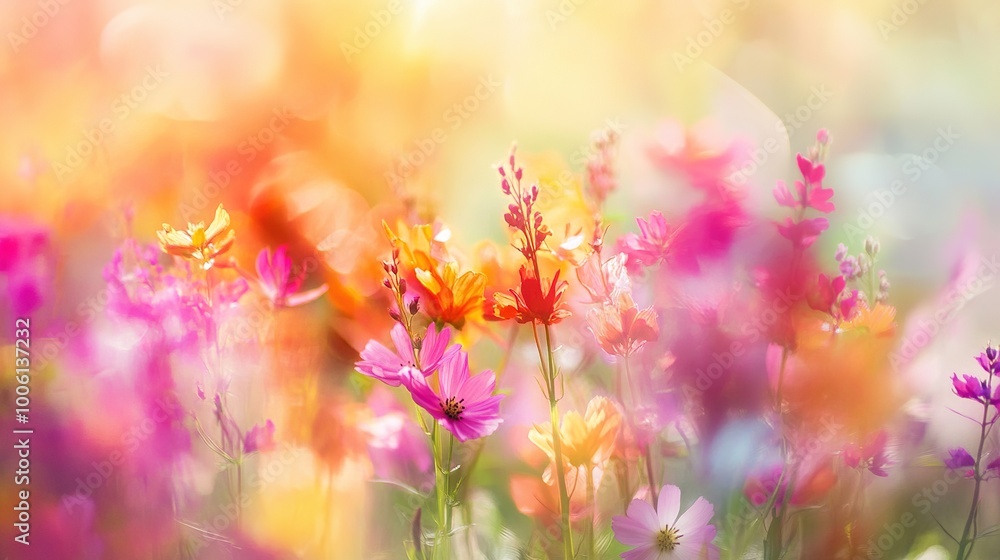 Vibrant Wildflower Field in Soft Focus Vibrant Wildflower Field in Soft Focus