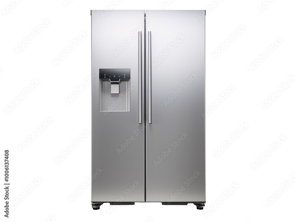 a silver refrigerator with two doors a silver refrigerator with two doors