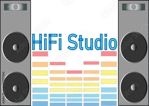 Hi-Fi Studio Logo Design Illustration: Suitable as a Brand Name for Any Music Recording Studio.