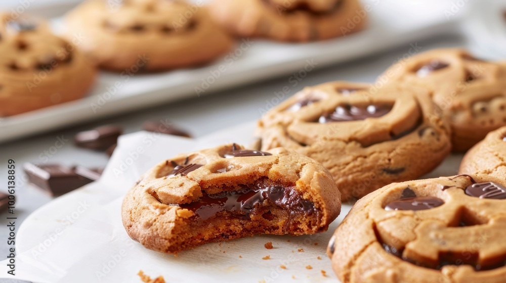 Freshly Baked Chocolate Drizzled Cookies on Cooling Rack Freshly Baked Chocolate Drizzled Cookies on Cooling Rack