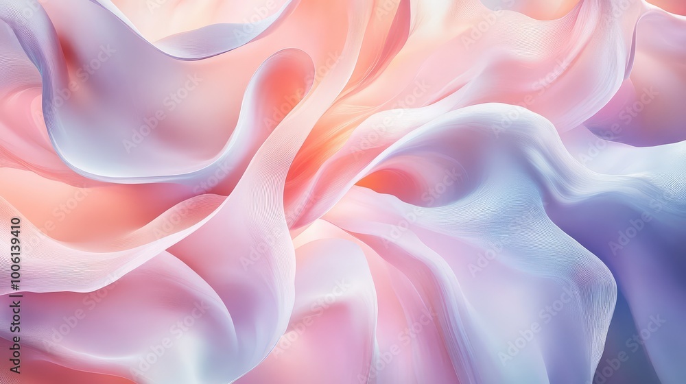 Obraz premium Soft, pastel-colored blobs merging together, creating a flowing, abstract composition with smooth transitions.