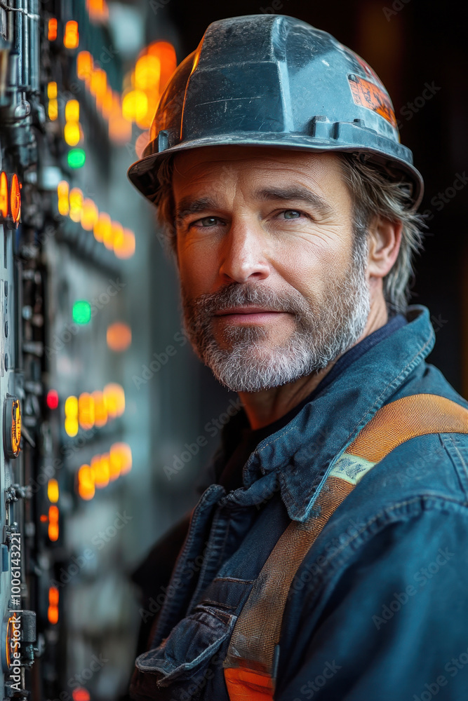 Confident Industrial Worker at Control Panel Confident Industrial Worker at Control Panel