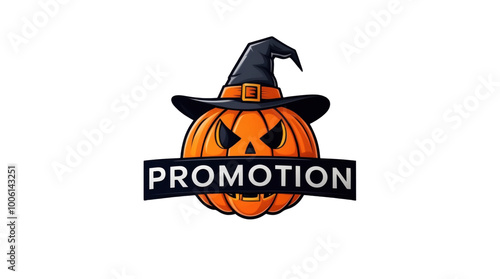 Promotion logo in halloween theme Decorated with pumpkin photo