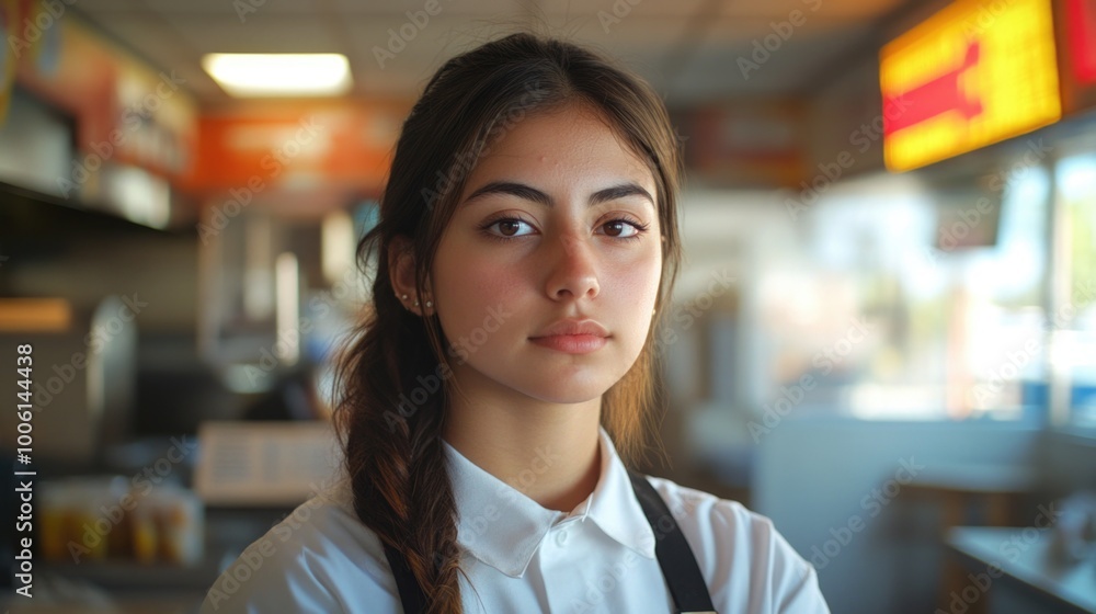 Woman in White Shirt and Black Apron Woman in White Shirt and Black Apron