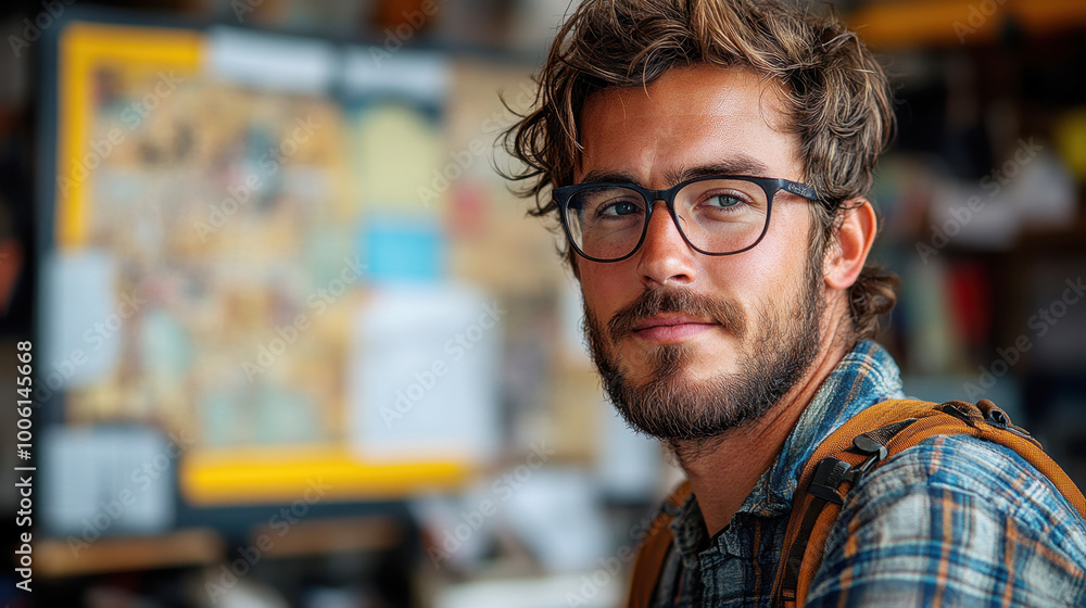 Fototapeta premium Contemporary Designer with Glasses in Creative Office Space